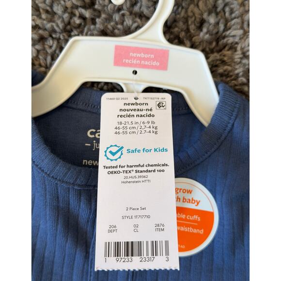 Carter’s Boys Ribbed 2-Piece Henley Set – Blue Pants & Top. Newborn. New! - Picture 4 of 4